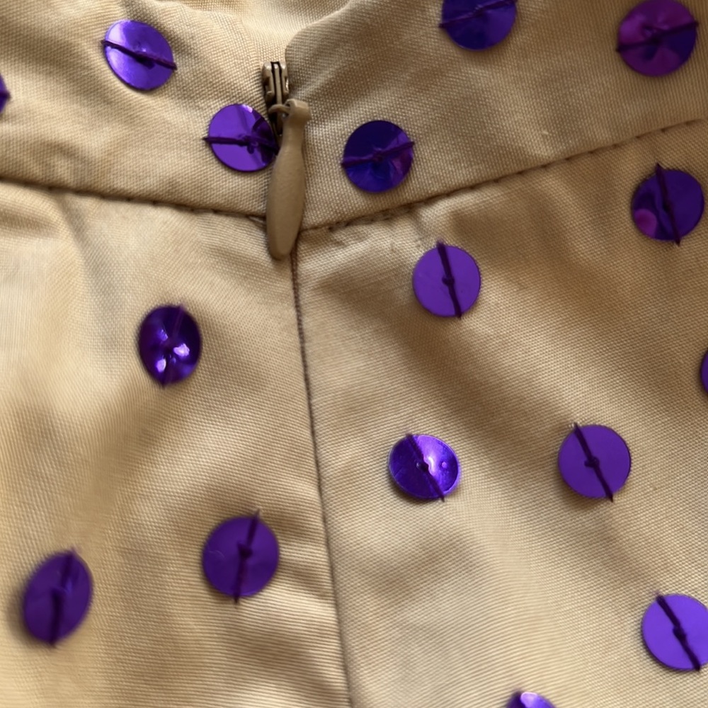 ⭐️ Moschino tan adorned colorful sequins patchy midi skirt women size 6 - Picture 8 of 16